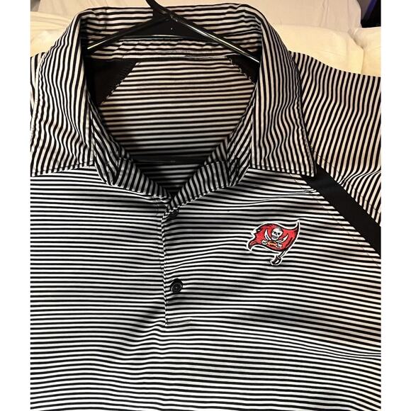 TAMPA BAY BUCCANEERS Black Stripe Short Sleeve Polo Shirt XL/XXL READ** - Picture 1 of 9